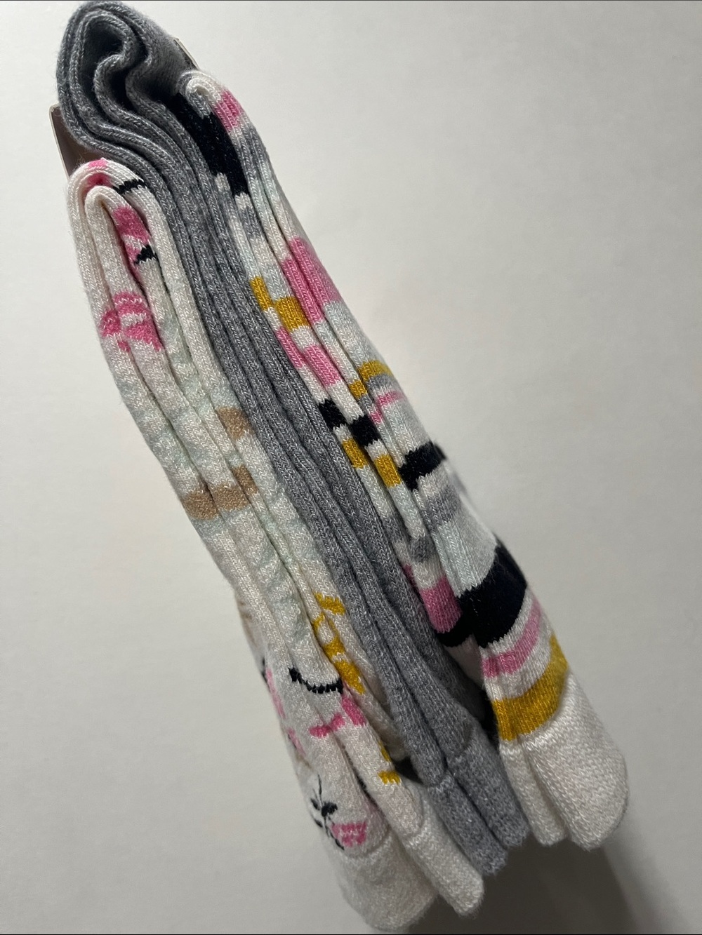 Cotton Blend Spring Summer Floral Striped Crew Socks 3 Pack - Picture 3 of 4